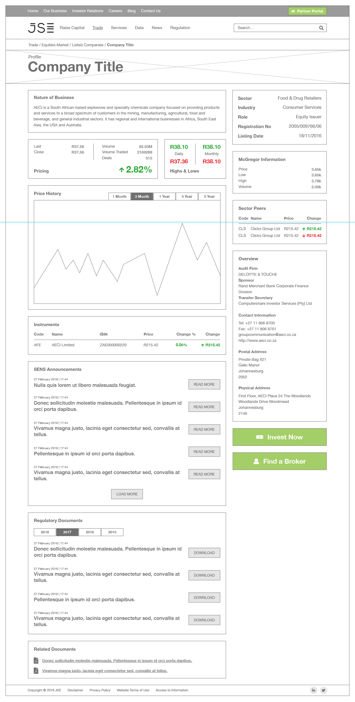 Johannesburg Stock Exchange UX and Web Design