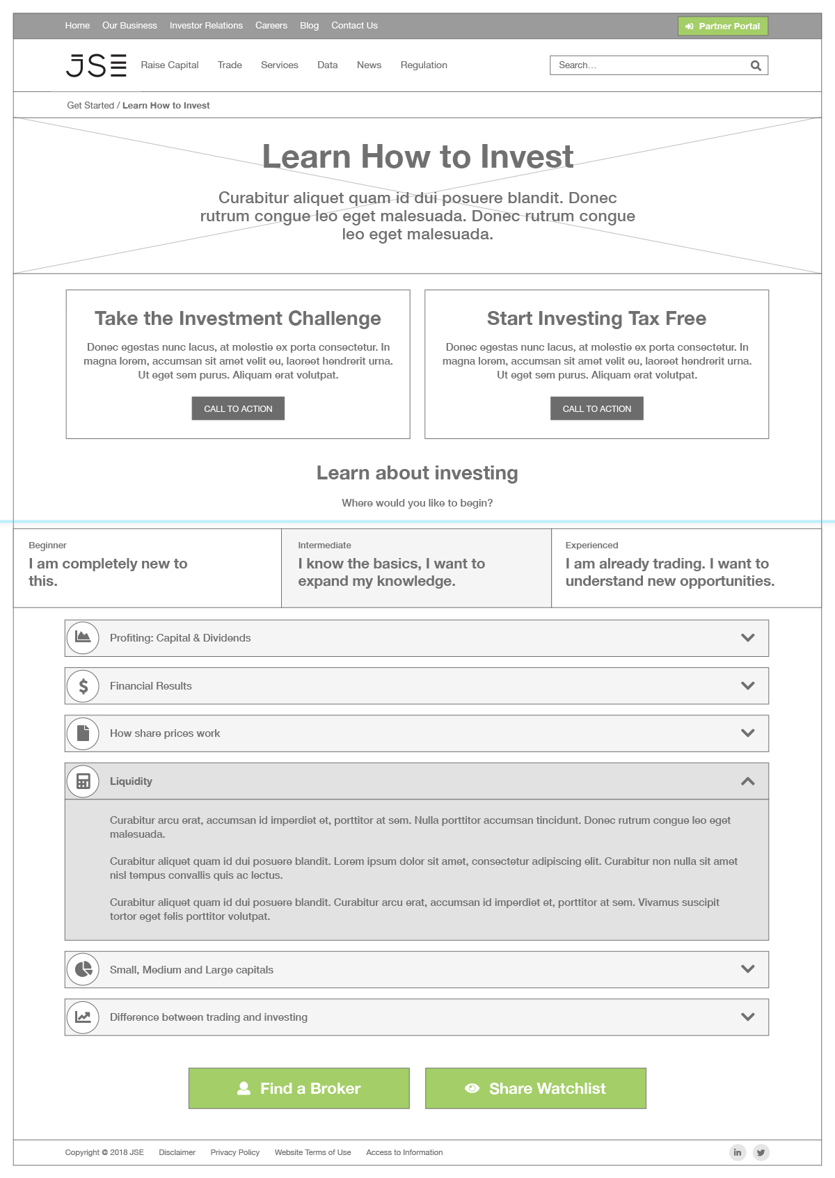 Johannesburg Stock Exchange UX and Web Design